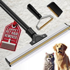 Pet Hair Carpet Rake – Dog & Cat Hair Remover Broom with Long Handle