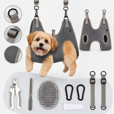 Dog Grooming Hammock Kit with Nail Clippers - Medium